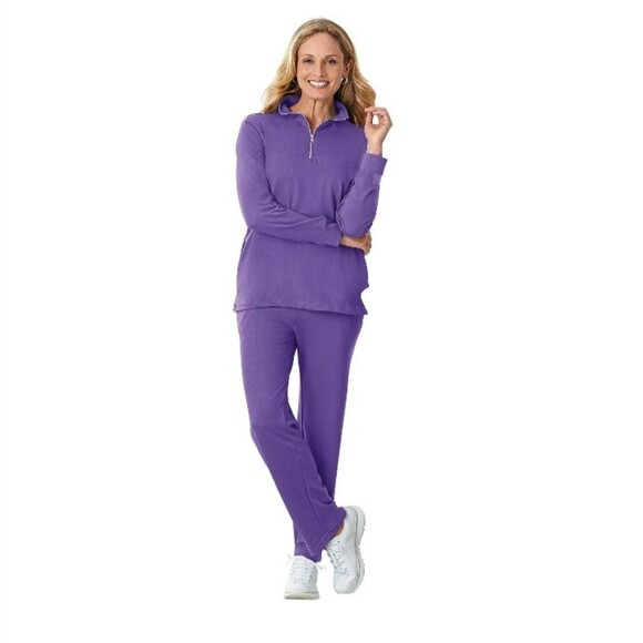 Freedom Fit Zone Purple French Terry Cloth 1/4 Zip-Up Tracksuit Size 3X NWOT - Picture 1 of 5